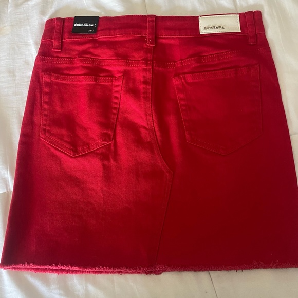 Dollhouse red denim skirt, with pockets, has never been worn and still has tags! - Picture 2 of 4